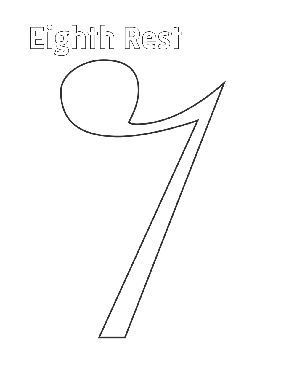 Inside the book: eighth rest symbol coloring page