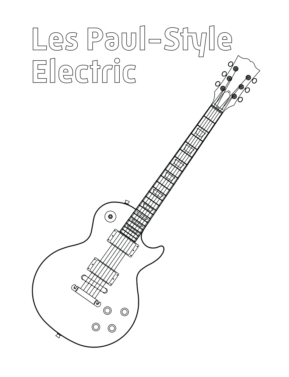 Inside the book: Les Paul guitar coloring page