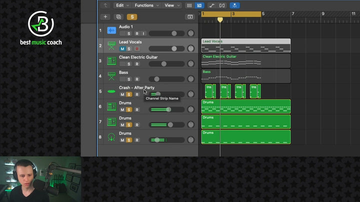 Instrumental Inspiration lesson on layering: a full arrangement in Logic Pro with vocals, guitar, bass and drums